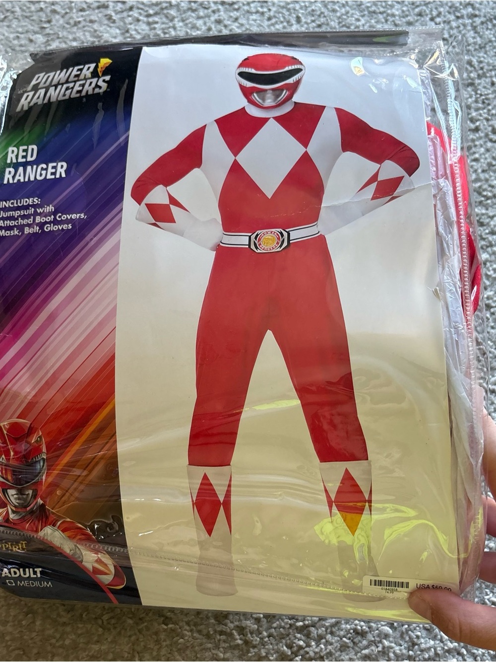 Power Ranger Red Ranger Adult Jumpsuit Costume NEW Medium Halloween Spirit